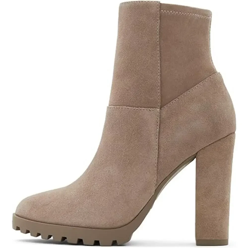 Aldo Leather Upper Tianah Ankle Modern Bootie Block Heel Tan Size 9 NWT - Picture 1 of 9